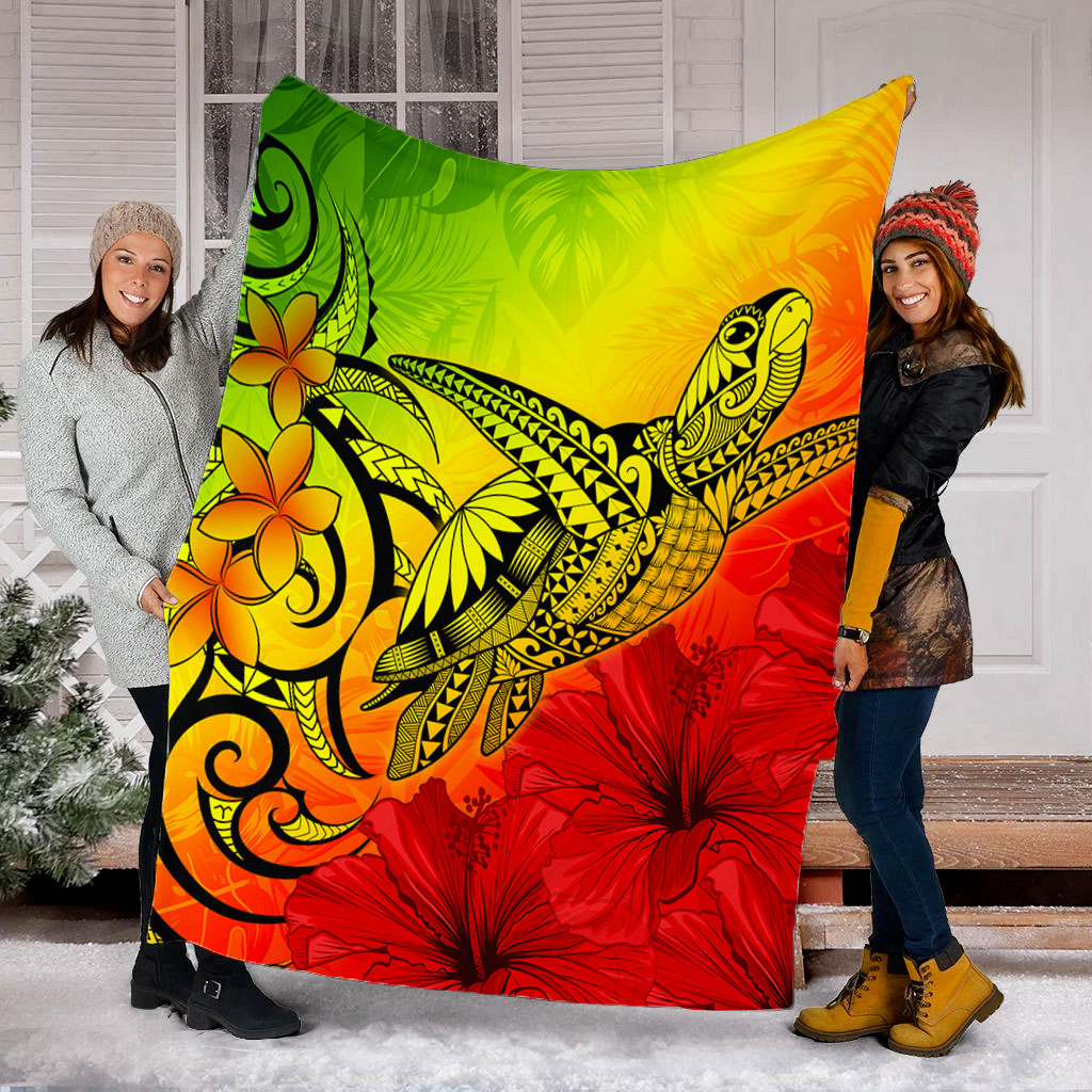 Hawaii Premium Blanket Tribal Polynesia Tropical Hibiscus Flower
