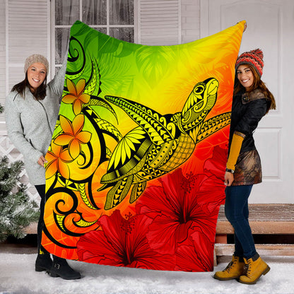 Hawaii Premium Blanket Tribal Polynesia Tropical Hibiscus Flower