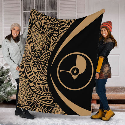 Yap State Premium Blanket Lauhala Gold Circle Style