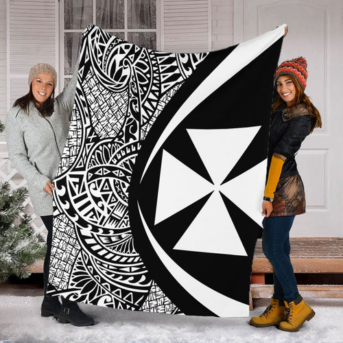 Wallis And Futuna Premium Blanket Lauhala White Circle Style