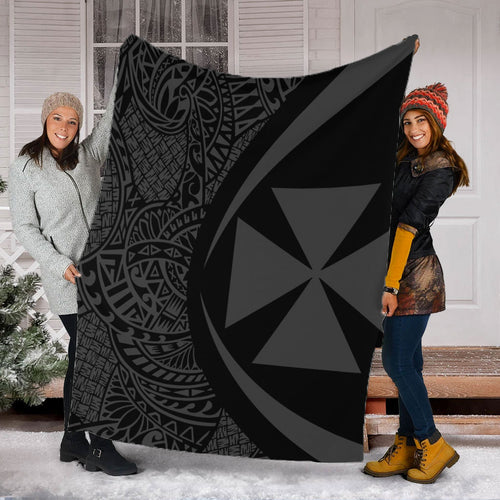 Wallis And Futuna Premium Blanket Lauhala Gray Circle Style