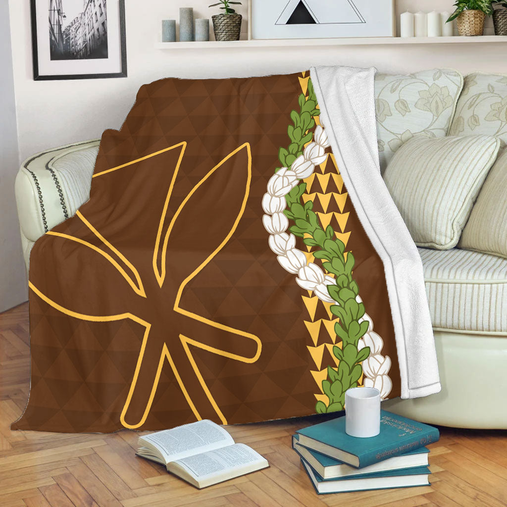 Hawaii Premium Blanket Kanaka Maoli Puakenikeni Maile Flower Lei
