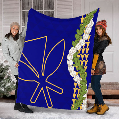 Hawaii Premium Blanket Kanaka Maoli Puakenikeni Maile Flower Lei