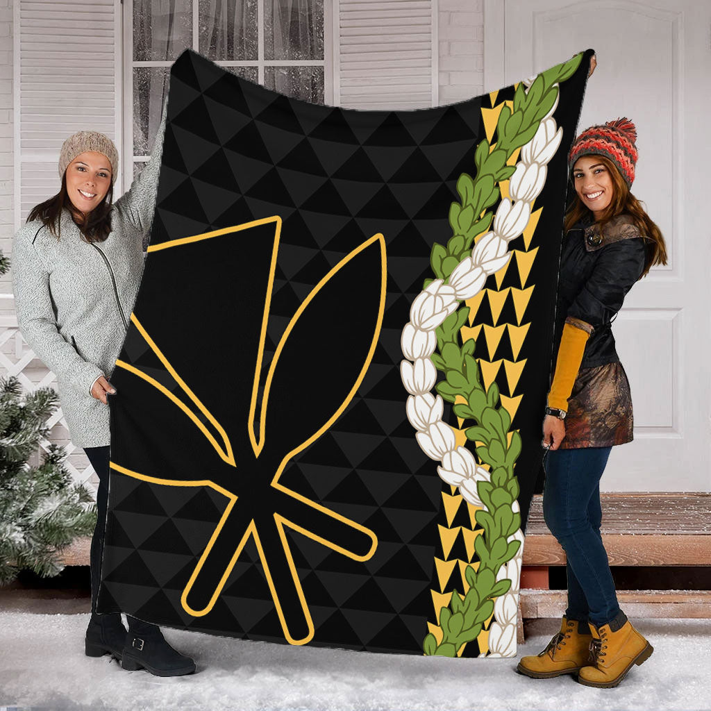 Hawaii Premium Blanket Kanaka Maoli Puakenikeni Maile Flower Lei