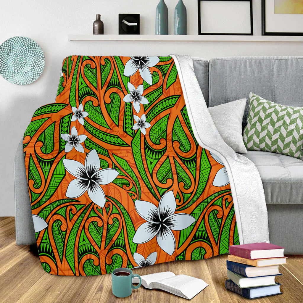 New Zealand Premium Blanket Maori Pattern Plumeria