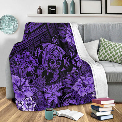 Hawaii Premium Blanket Tribal Polynesia Sea Turtle Design Pacific Dream