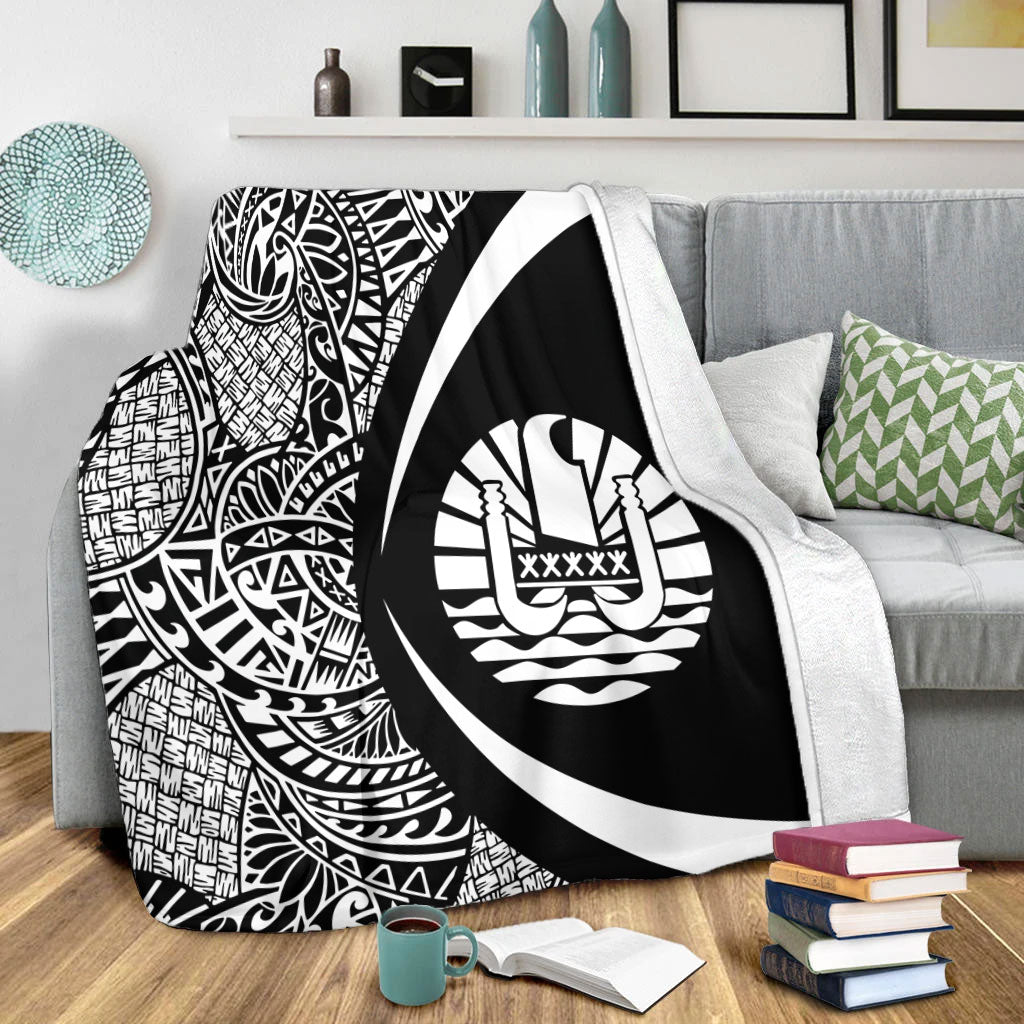 French Polynesia Premium Blanket Lauhala White Circle Style
