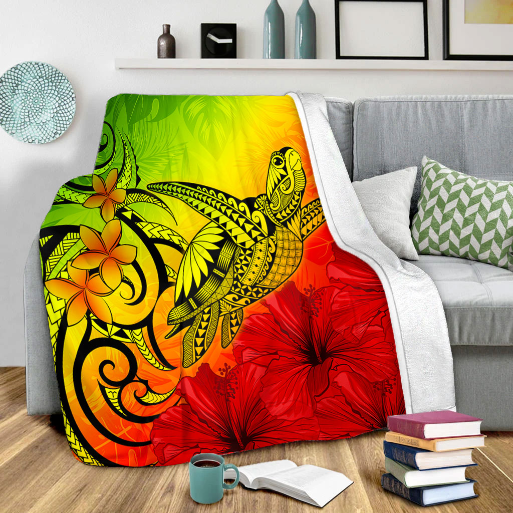 Hawaii Premium Blanket Tribal Polynesia Tropical Hibiscus Flower