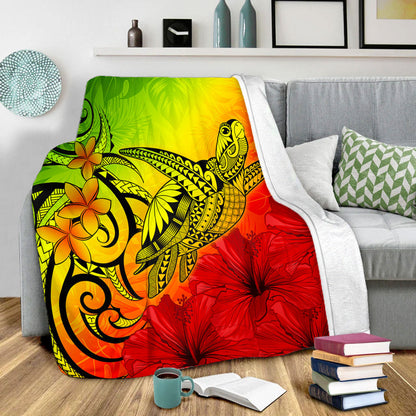 Hawaii Premium Blanket Tribal Polynesia Tropical Hibiscus Flower