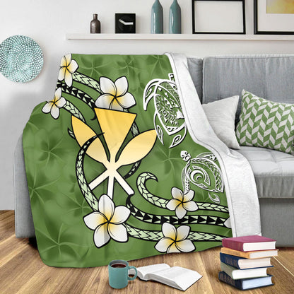 Hawaii Premium Blanket Kanaka And Turtle Map Plumeria Polynesia