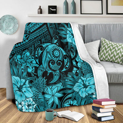 Hawaii Premium Blanket Tribal Polynesia Sea Turtle Design Pacific Dream