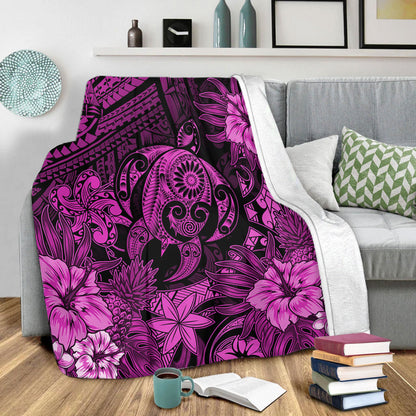 Hawaii Premium Blanket Tribal Polynesia Sea Turtle Design Pacific Dream
