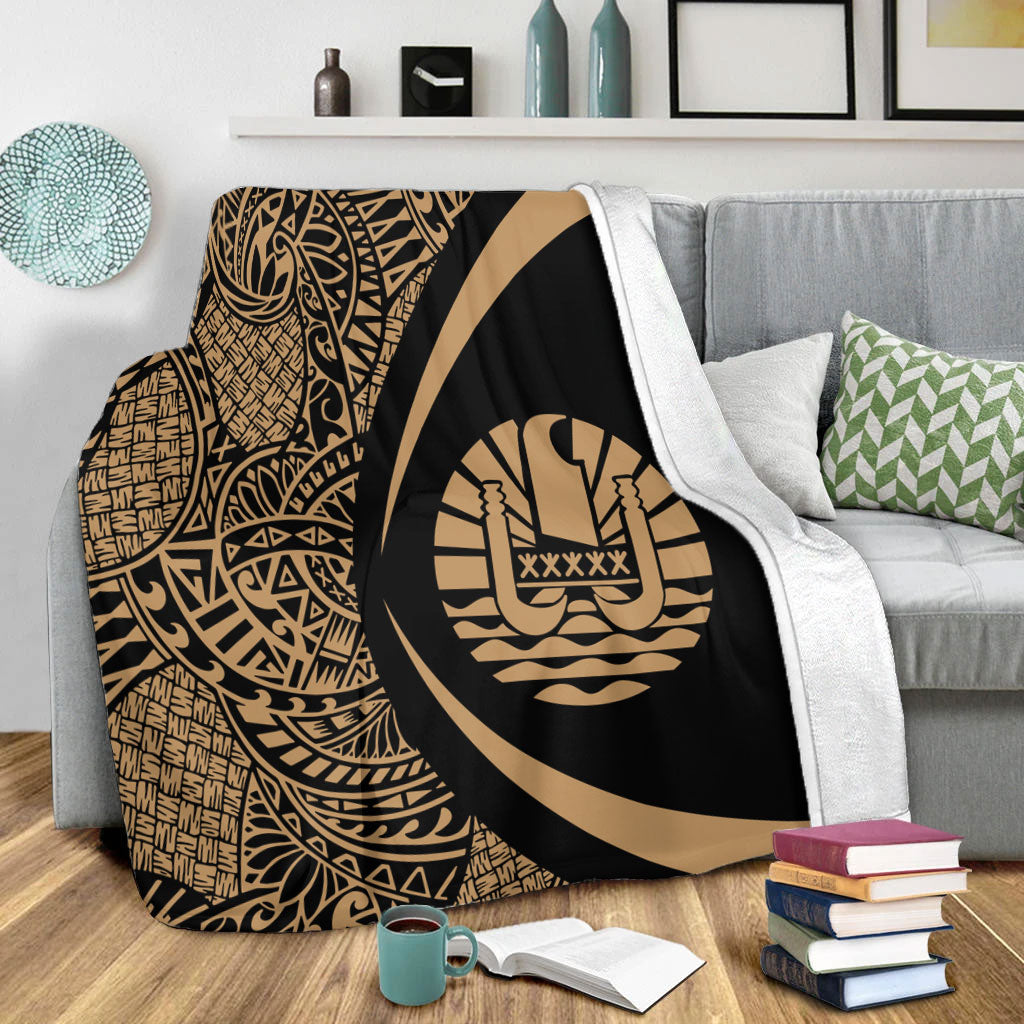 French Polynesia Premium Blanket Lauhala Gold Circle Style