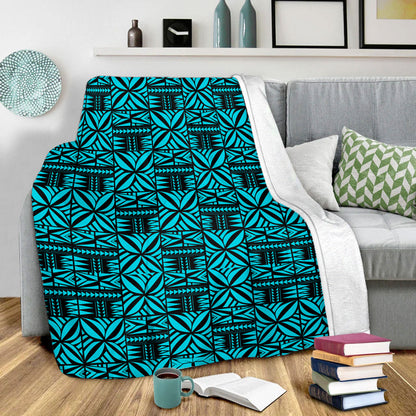 Samoa Premium Blanket Design Stretch Print Fabric Turquoise