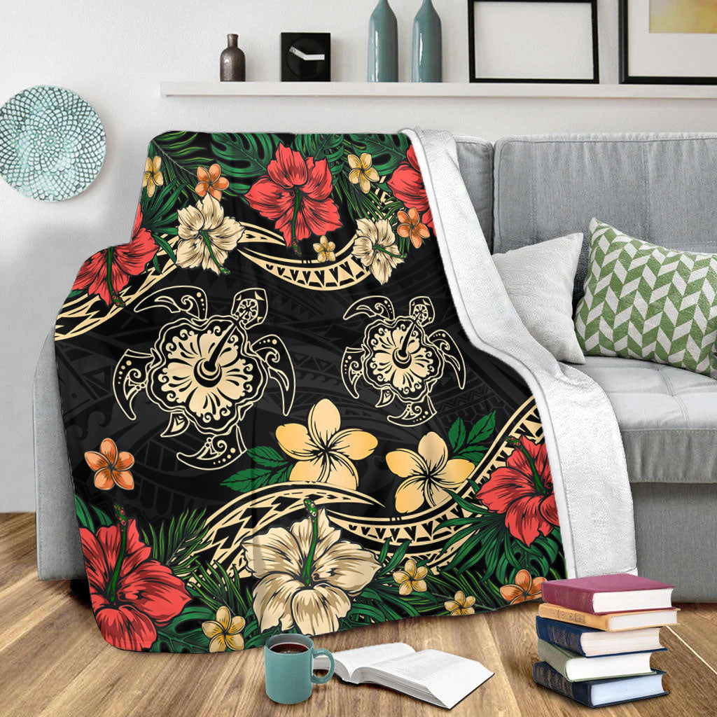 Hawaii Premium Blanket Hawaiian Map Turtle Drawing Tattoo