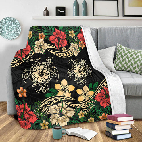 Hawaii Premium Blanket Hawaiian Map Turtle Drawing Tattoo