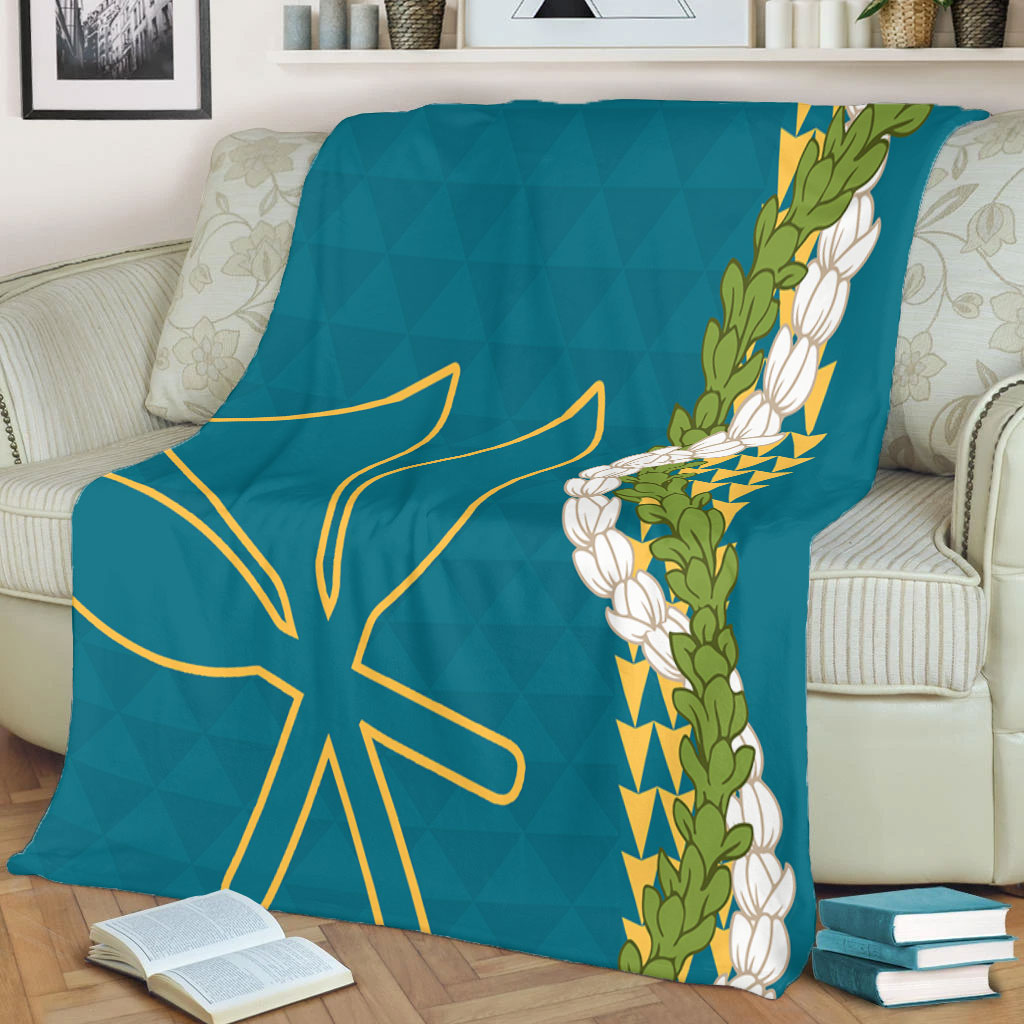 Hawaii Premium Blanket Kanaka Maoli Puakenikeni Maile Flower Lei