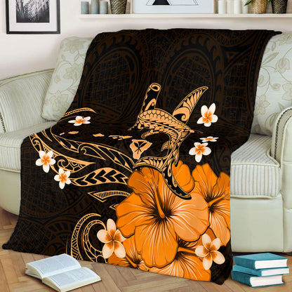 Hawaii Premium Blanket Kanaka Map And Shark Tribal Tattoo