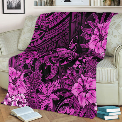 Hawaii Premium Blanket Tribal Polynesia Sea Turtle Design Pacific Dream