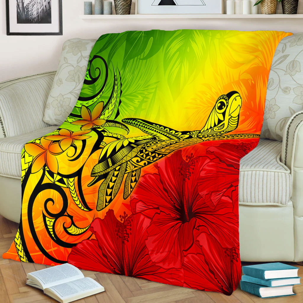 Hawaii Premium Blanket Tribal Polynesia Tropical Hibiscus Flower