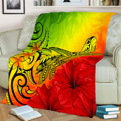 Hawaii Premium Blanket Tribal Polynesia Tropical Hibiscus Flower