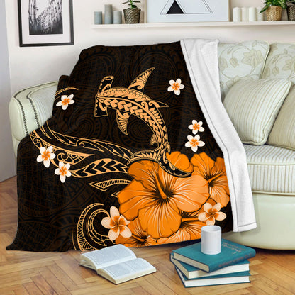 Hawaii Premium Blanket Shark Polynesia Tribal Tattoo