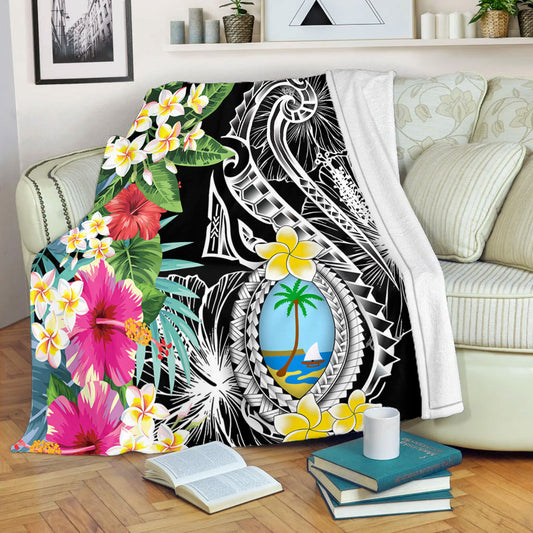 Guam Premium Blanket Summer Plumeria Tribal Tattoo
