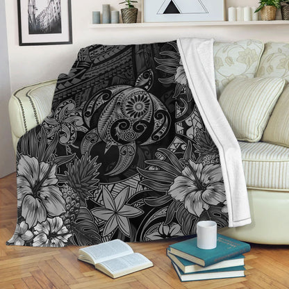 Hawaii Premium Blanket Tribal Polynesia Sea Turtle Design Pacific Dream