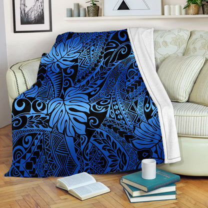 Hawaii Premium Blanket Tribal Polynesian Pattern Leaf