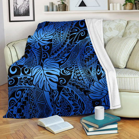 Hawaii Premium Blanket Tribal Polynesian Pattern Leaf