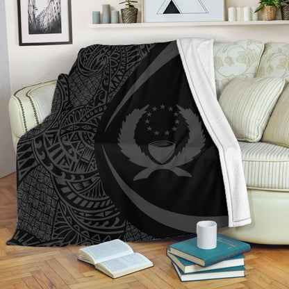 Pohnpei State Premium Blanket Lauhala Gray Circle Style