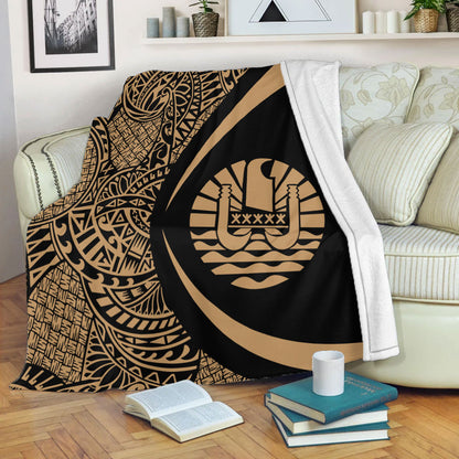 French Polynesia Premium Blanket Lauhala Gold Circle Style