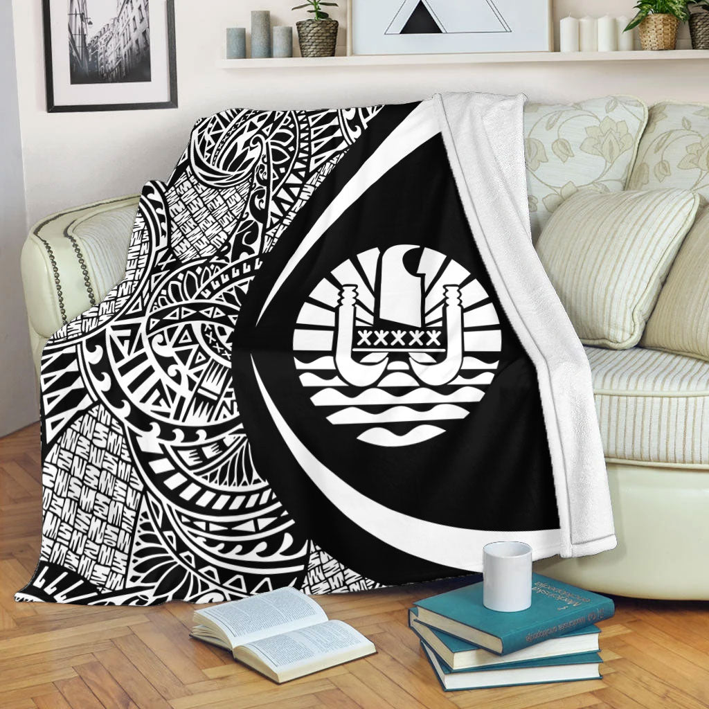 French Polynesia Premium Blanket Lauhala White Circle Style