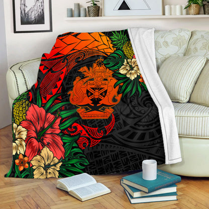 Solomon Islands Premium Blanket Polynesian Coat Of Arms Tropical