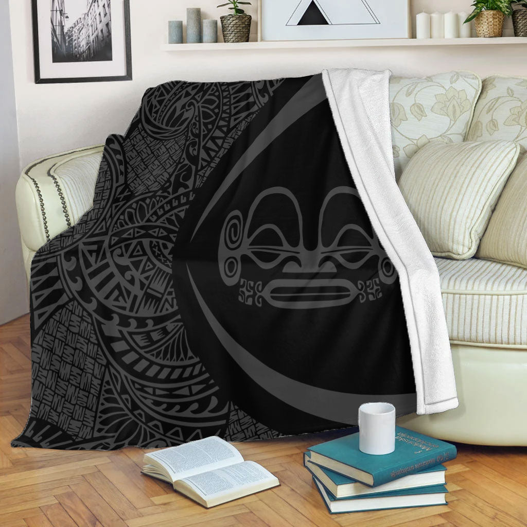 Marquesas Islands Premium Blanket Lauhala Gray Circle Style