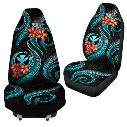 Polynesian Hawaii Car Seat Covers - Turquoise Plumeria