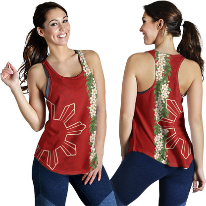 Philippines Filipinos Women Tank Sampaguita Flower Sun Pattern Island Style