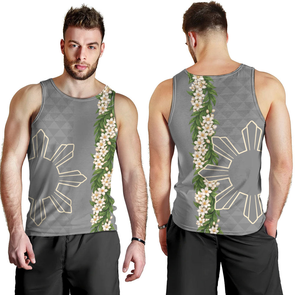 Philippines Filipinos Tank Top Sampaguita Flower Sun Pattern Island Style