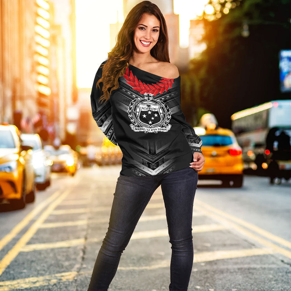 Samoa Off Shoulder Sweatshirt Polynesian Pride Inspired Design