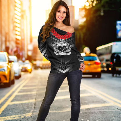Samoa Off Shoulder Sweatshirt Polynesian Pride Inspired Design