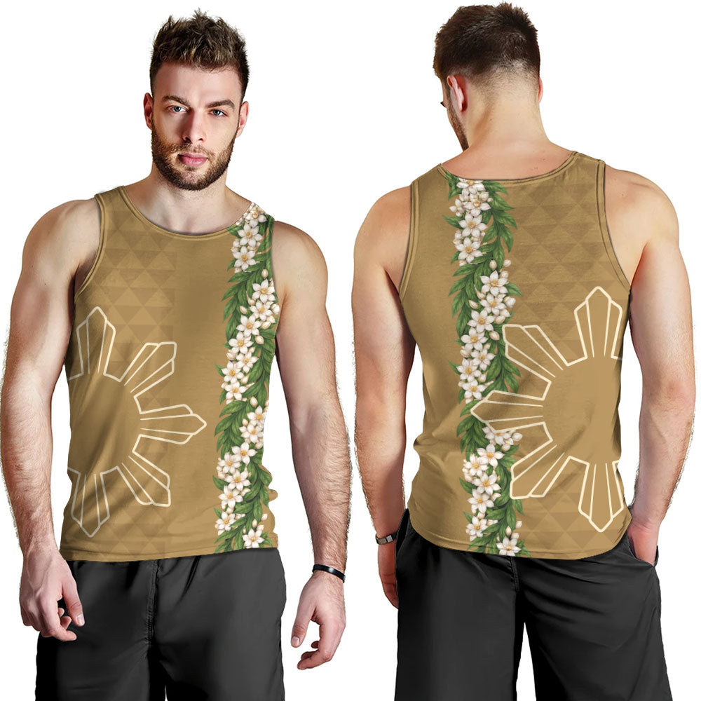 Philippines Filipinos Tank Top Sampaguita Flower Sun Pattern Island Style