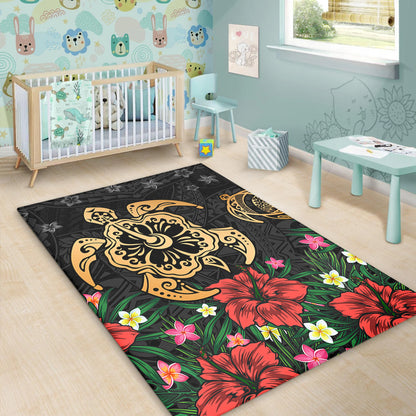Hawaii Area Rug Polynesian Turtle Tropical Island Tribal Style