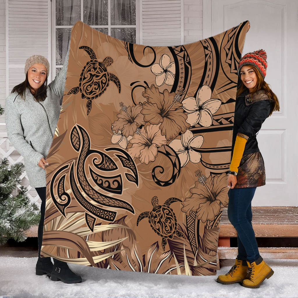 Hawaii Premium Blanket Polynesian Turtle Tattoo Tropical Elements