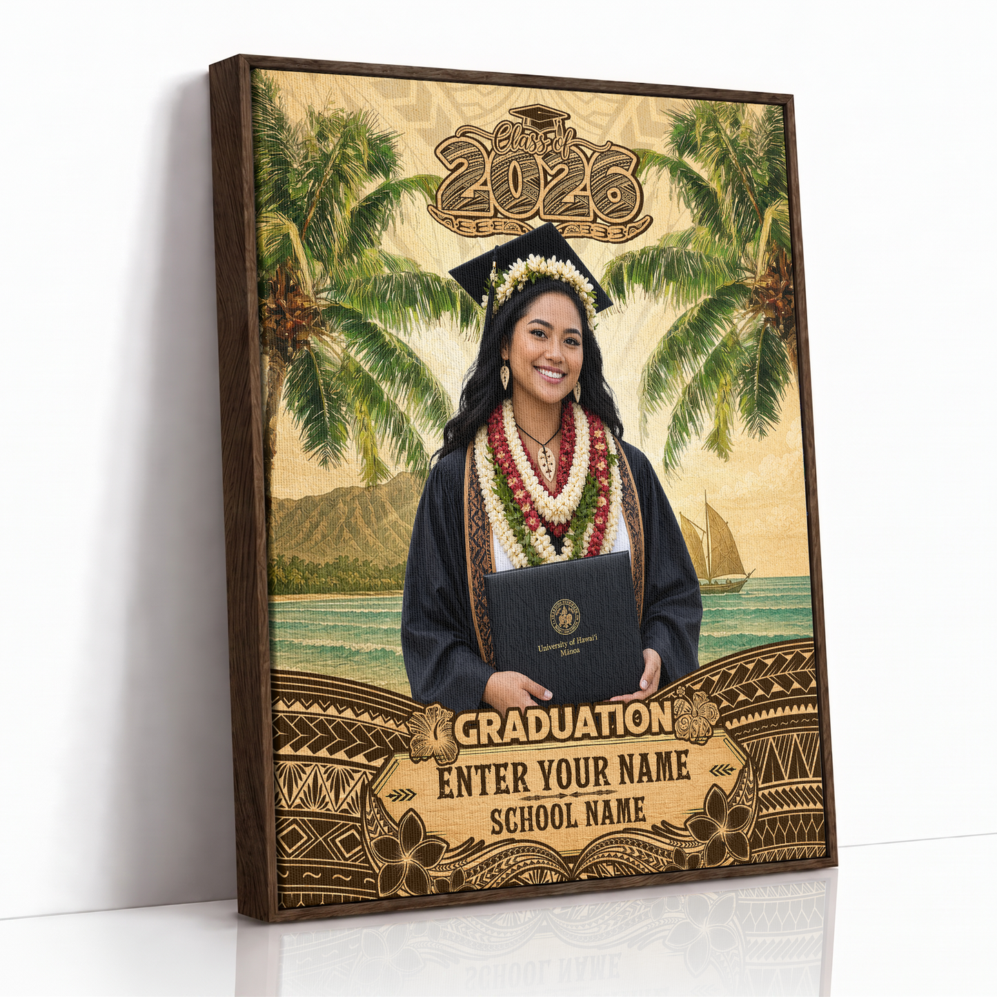 Hawaii Canvas Personalized Tropical Hawaiian Graduation