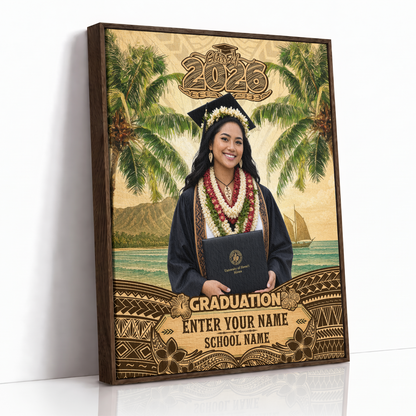 Hawaii Canvas Personalized Tropical Hawaiian Graduation