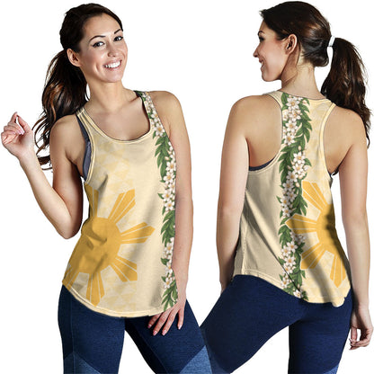 Philippines Filipinos Women Tank Sampaguita Flower Sun Pattern Island Style