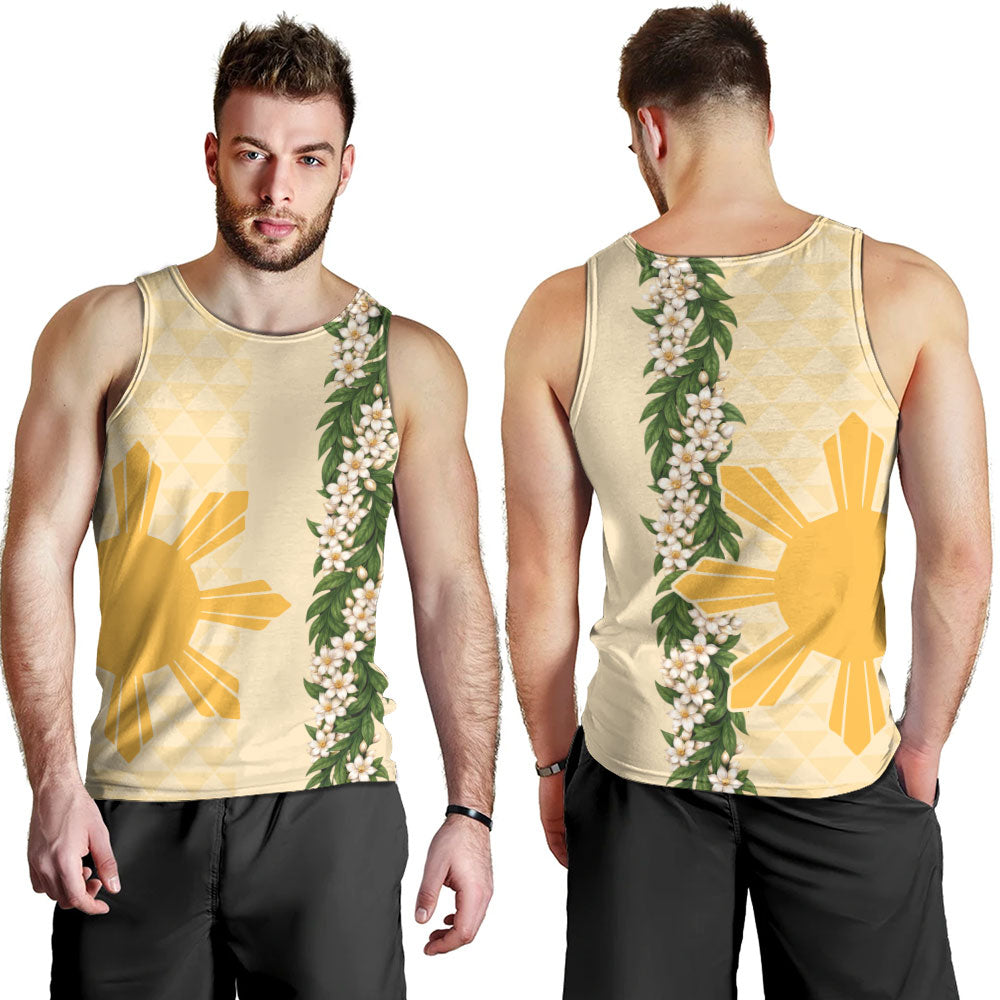 Philippines Filipinos Tank Top Sampaguita Flower Sun Pattern Island Style