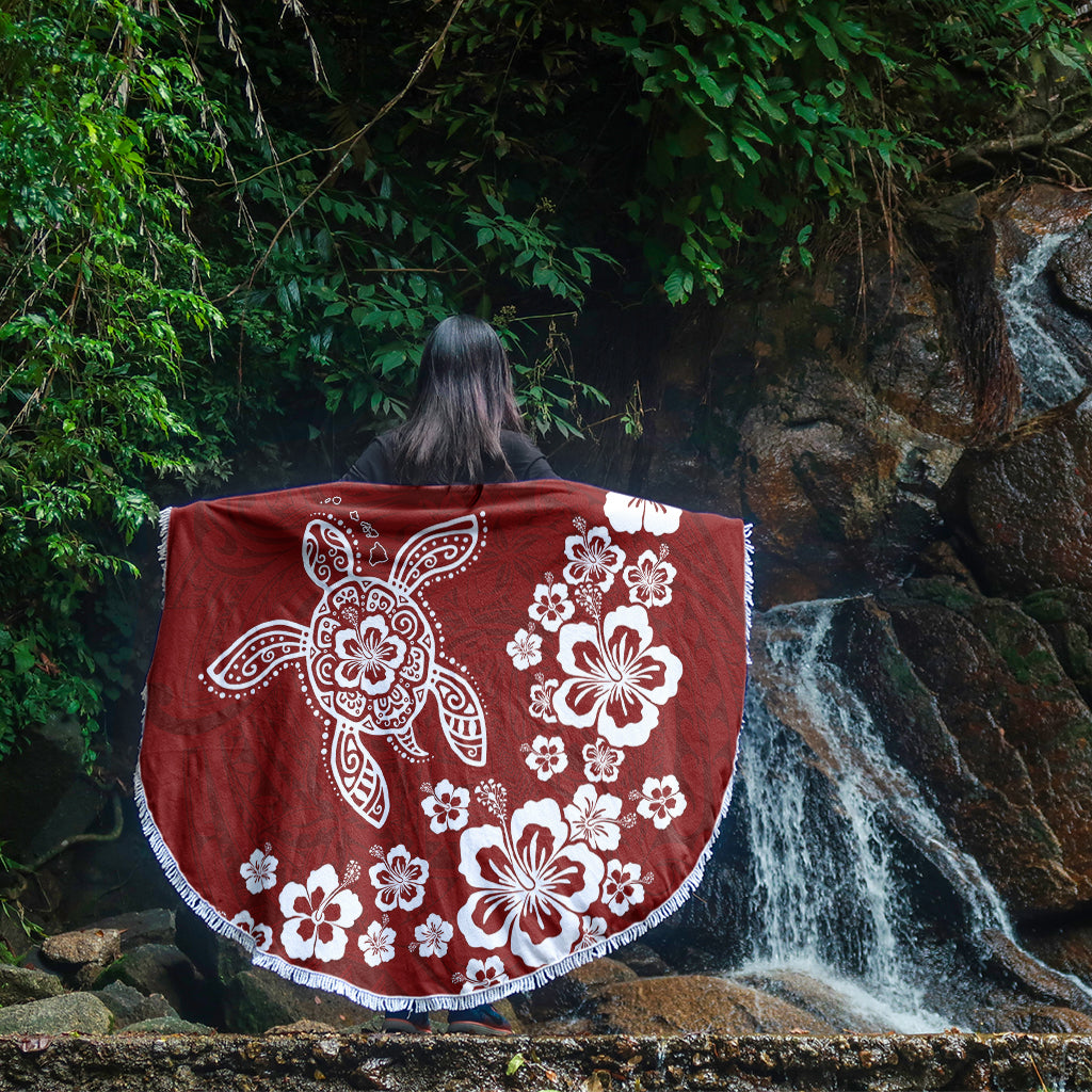 Hawaii Beach Blanket Tribal Hibiscus Flower Graphic Turtle Tatoo