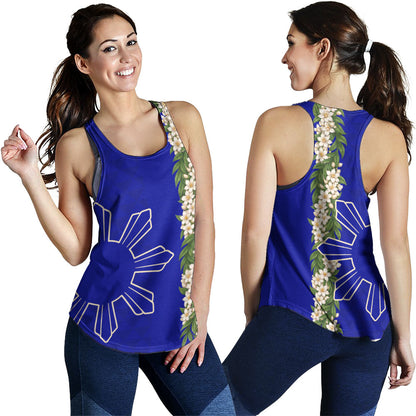 Philippines Filipinos Women Tank Sampaguita Flower Sun Pattern Island Style