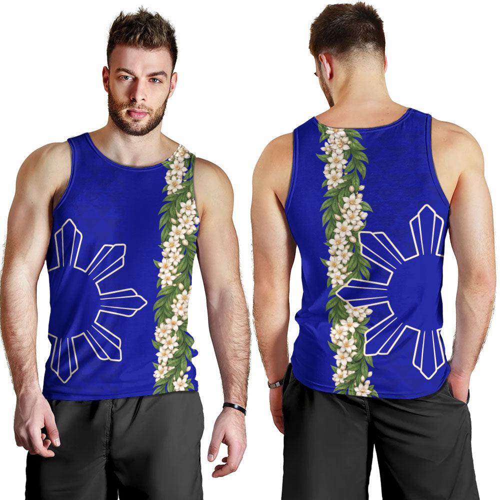 Philippines Filipinos Tank Top Sampaguita Flower Sun Pattern Island Style